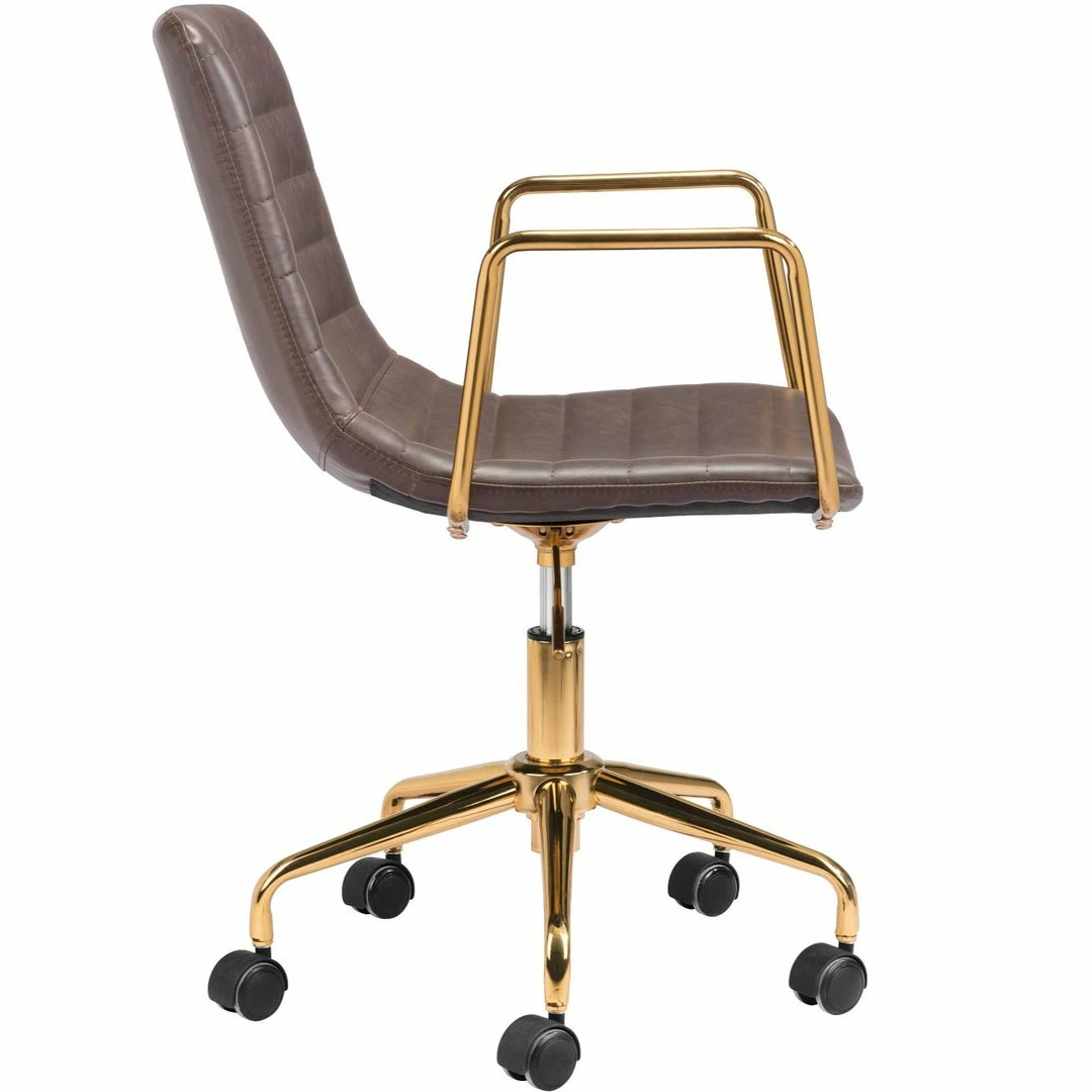 Buy 💯 ZUO ERIC BROWN + GOLD OFFICE CHAIR ❤️ 3 ZUO ERIC BROWN + GOLD OFFICE CHAIR