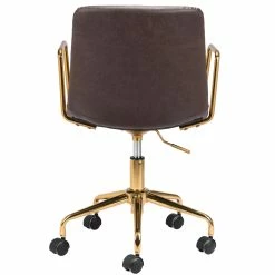 Buy 💯 ZUO ERIC BROWN + GOLD OFFICE CHAIR ❤️ 9 ZUO ERIC BROWN + GOLD OFFICE CHAIR