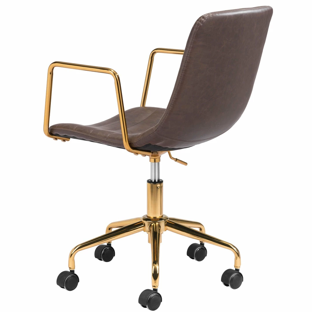 Buy 💯 ZUO ERIC BROWN + GOLD OFFICE CHAIR ❤️ 5 ZUO ERIC BROWN + GOLD OFFICE CHAIR