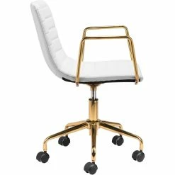 ZUO ERIC WHITE + GOLD OFFICE CHAIR