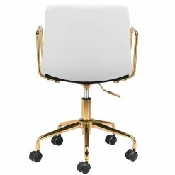 ZUO ERIC WHITE + GOLD OFFICE CHAIR