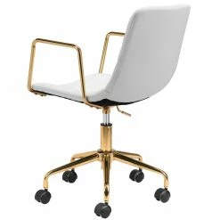ZUO ERIC WHITE + GOLD OFFICE CHAIR