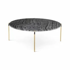 NUEVO Furniture ESTELLE 42"RD BLACK WOOD VEIN MARBLE COFFEE TABLE