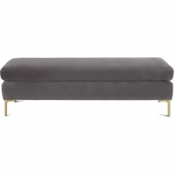 TOV ETTA GRAY VELVET BENCH Living Room