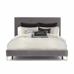 Buy 🥰 TOV ETTA GRAY VELVET BED ✔️ 16 TOV ETTA GRAY VELVET BED