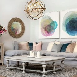 DOVETAIL Furniture EVEREST WHITE WASH ACACIA WOOD COFFEE TABLE