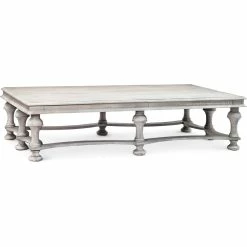 DOVETAIL Furniture EVEREST WHITE WASH ACACIA WOOD COFFEE TABLE