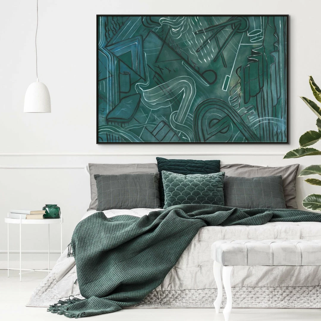 Promo 😀 L ART "EVERGREEN BLUES" CANVAS ART 😀 2 L ART "EVERGREEN BLUES" CANVAS ART