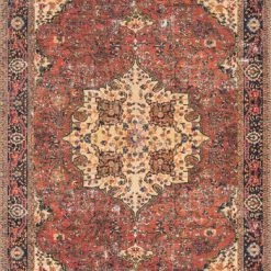 LOLOI FARIDA VINTAGE PRINT RUG: RED MULTI