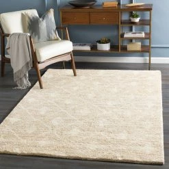 SURYA FEZ HAND KNOTTED WOOL RUG: WHEAT
