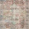 LOLOI FIDELIA VINTAGE PRINT RUG: BRICK, TEAL