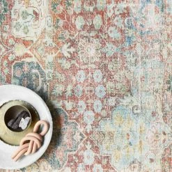 Promo β LOLOI FIDELIA VINTAGE PRINT RUG: BRICK, TEAL π 13 LOLOI FIDELIA VINTAGE PRINT RUG: BRICK, TEAL