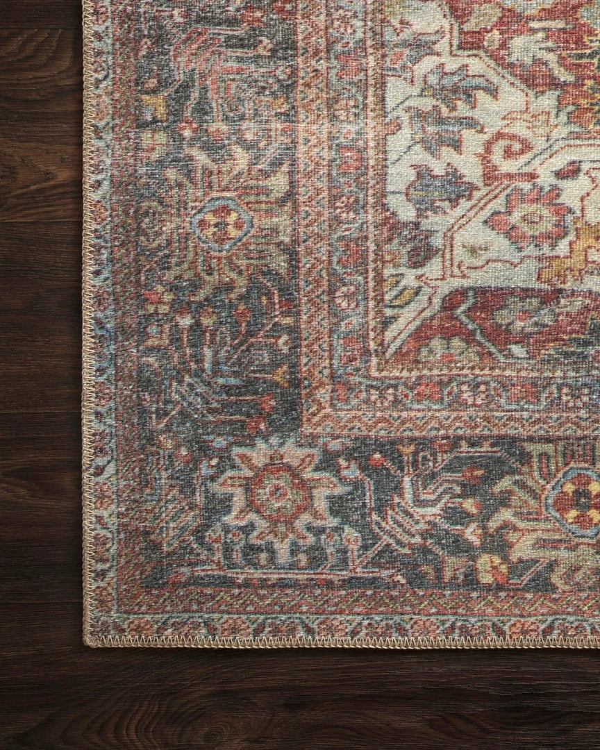 Promo β LOLOI FIDELIA VINTAGE PRINT RUG: BRICK, TEAL π 3 LOLOI FIDELIA VINTAGE PRINT RUG: BRICK, TEAL