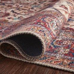 LOLOI FIDELMA VINTAGE PRINT RUG: BRICK, BLUE