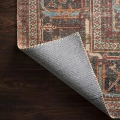 LOLOI FILOMENA VINTAGE PRINT RUG: MOSS, BRICK RED
