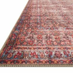 LOLOI FLETA VINTAGE PRINT RUG: CRIMSON, EGGPLANT