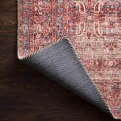 LOLOI FLETA VINTAGE PRINT RUG: CRIMSON, EGGPLANT