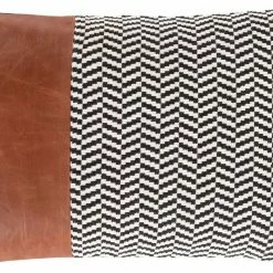 SURYA PADDOCK BLACK + SADDLE LEATHER STRIPE PILLOW Pillows + Decor