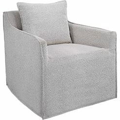 UTTERMOST FONTANA IVORY-GREY BOUCLE SWIVEL CHAIR Furniture