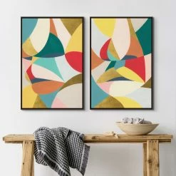 L ART Wall Art "FRAGMENTS OF GOLD AND SPRING" CANVAS ART DIPTYCH