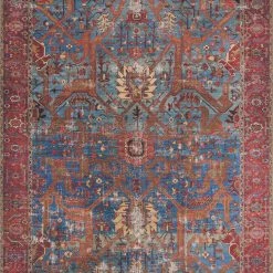LOLOI FRANCO VINTAGE PRINT RUG: BLUE, RED