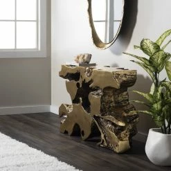 PHILLIPS COLLECTION FREEFORM SLICE CONSOLE: GOLD Furniture