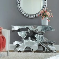 PHILLIPS COLLECTION FREEFORM SLICE CONSOLE: SILVER