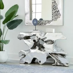 PHILLIPS COLLECTION FREEFORM SLICE CONSOLE: SILVER