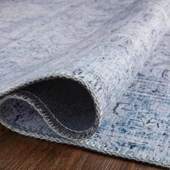 LOLOI FREYA VINTAGE PRINT RUG: DISTRESSED DENIM