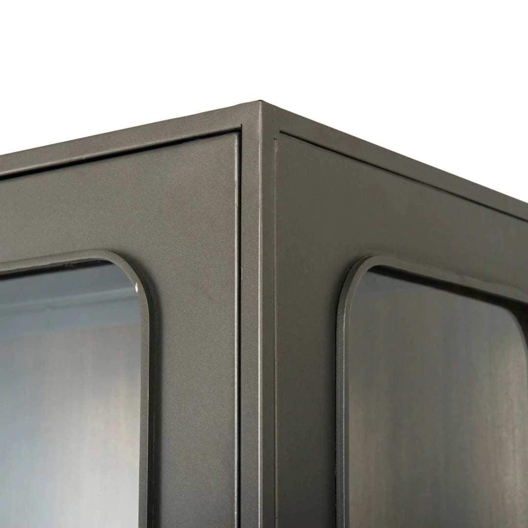 Best Pirce 😀 FOUR HANDS Furniture FRITZ INDUSTRIAL GUNMETAL + GLASS TALL CABINET 😀 8 FOUR HANDS Furniture FRITZ INDUSTRIAL GUNMETAL + GLASS TALL CABINET