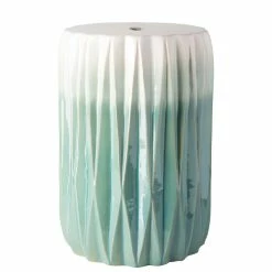 SURYA GARDEN GROOVE CERAMIC STOOL: MINT DIPPED