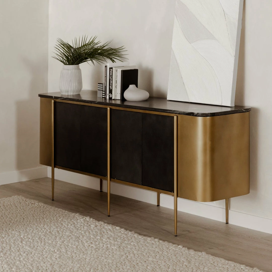 Budget 🛒 MOES Living Room GATSBY BLACK MARBLE TOP SIDEBOARD 👏 5 MOES Living Room GATSBY BLACK MARBLE TOP SIDEBOARD