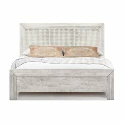 DOVETAIL GENEVA GREY WASH CANE PANEL BED