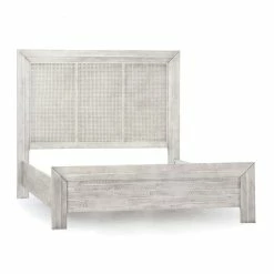 DOVETAIL GENEVA GREY WASH CANE PANEL BED