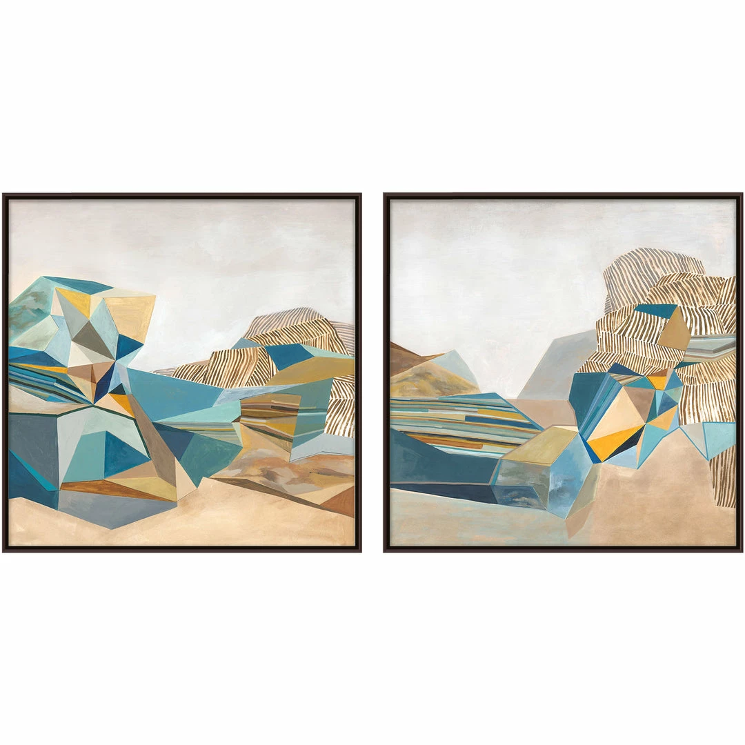 Best Pirce ⌛ L ART Wall Art "GEOMETRIC LANDSCAPE" CANVAS ART DIPTYCH 🎁 1 L ART Wall Art "GEOMETRIC LANDSCAPE" CANVAS ART DIPTYCH