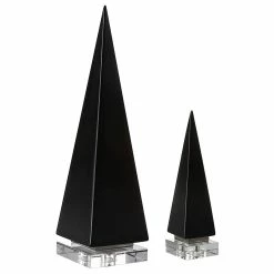 UTTERMOST GLOSS BLACK PYRAMID SCULPTURES | SET OF 2 Pillows + Decor