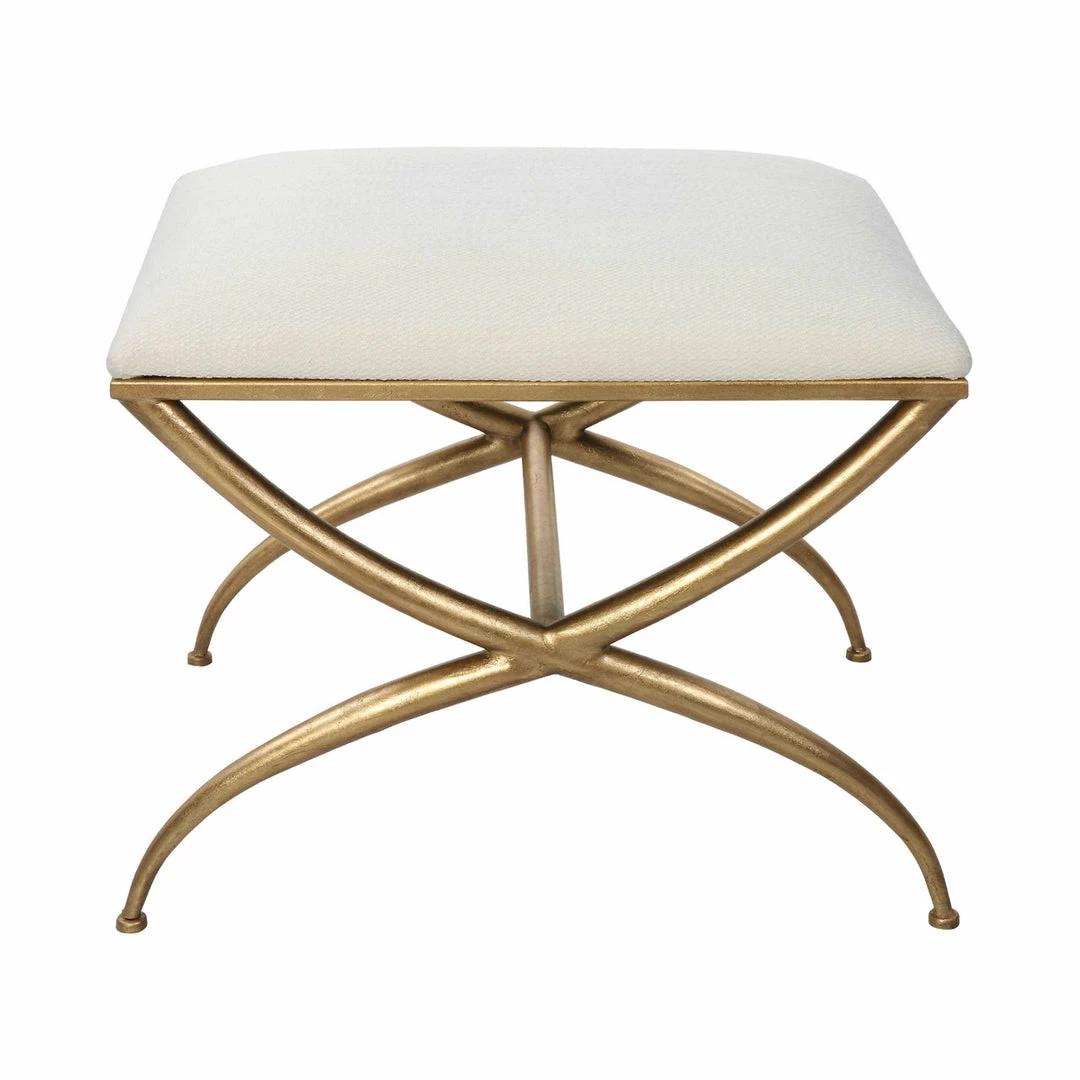 Promo 𧨠UTTERMOST GOLD CROSSING SMALL BENCH: WHITE Furniture βοΈ 1 UTTERMOST GOLD CROSSING SMALL BENCH: WHITE Furniture