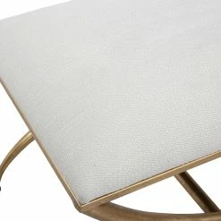 Promo 𧨠UTTERMOST GOLD CROSSING SMALL BENCH: WHITE Furniture βοΈ 9 UTTERMOST GOLD CROSSING SMALL BENCH: WHITE Furniture