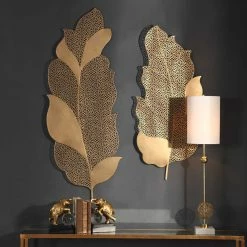 UTTERMOST Wall Sculptures + Decor GOLD LACED LEAVES WALL DECOR | SET OF 2