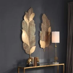 UTTERMOST Wall Sculptures + Decor GOLD LACED LEAVES WALL DECOR | SET OF 2