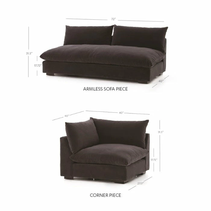 New π FOUR HANDS Furniture GRANT CHARCOAL VELVET MODULAR SECTIONAL π€© 14 FOUR HANDS Furniture GRANT CHARCOAL VELVET MODULAR SECTIONAL