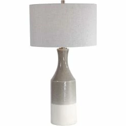 UTTERMOST Lighting GRAY GLAZE + WHITE DIPPED CERAMIC TABLE LAMP