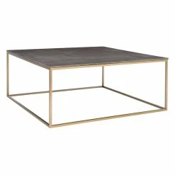 UTTERMOST Living Room GREY SHAGREEN & BRASS SQUARE COFFEE TABLE