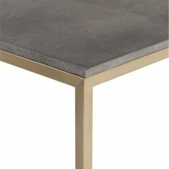 UTTERMOST Living Room GREY SHAGREEN & BRASS SQUARE COFFEE TABLE