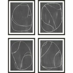 L ART "GREY STONES" GLASS FRAMED ART Wall Art
