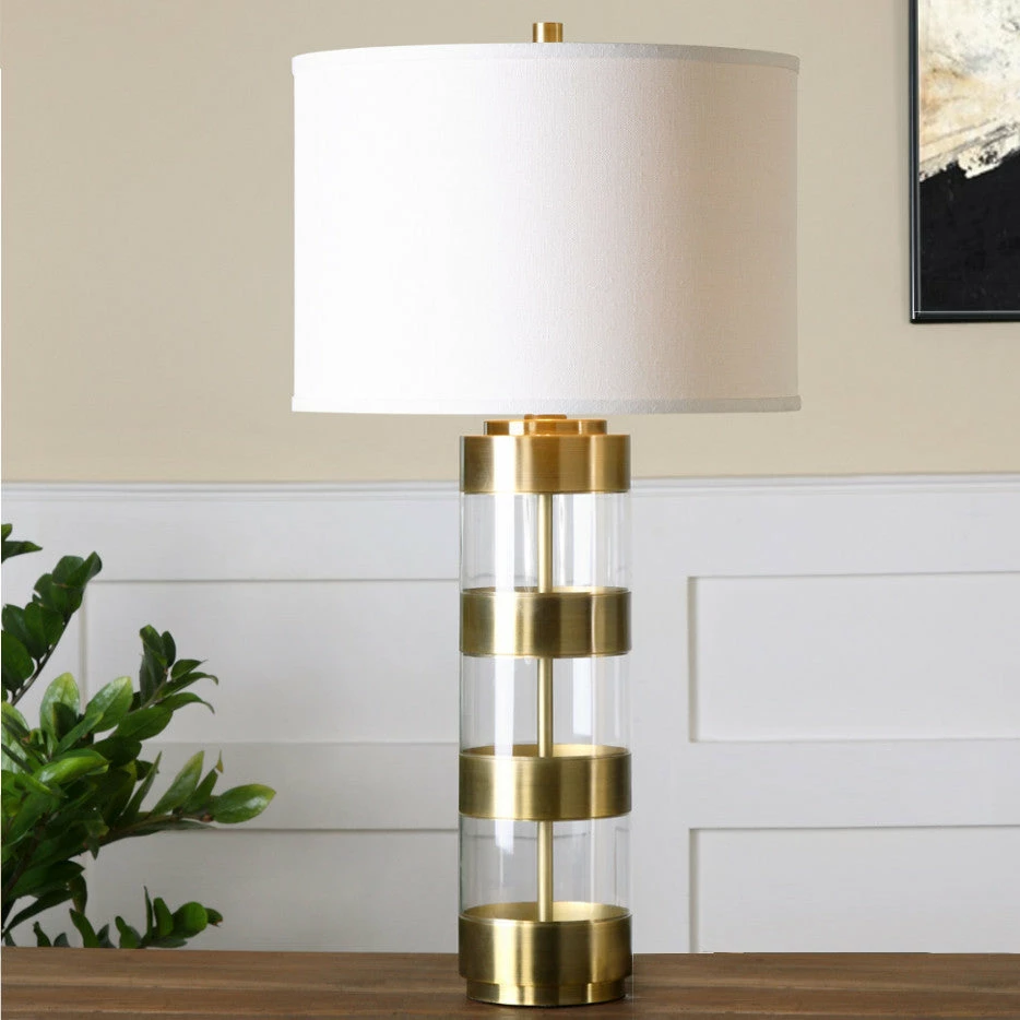 Deals ⭐ UTTERMOST GUNNER BRASS + ACRYLIC STRIPED LAMP 🌟 2 UTTERMOST GUNNER BRASS + ACRYLIC STRIPED LAMP