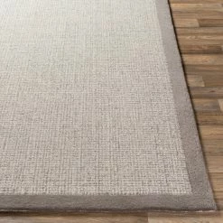 SURYA HAND TUFTED WOOL BORDER RUG: GRAY