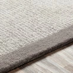 SURYA HAND TUFTED WOOL BORDER RUG: GRAY
