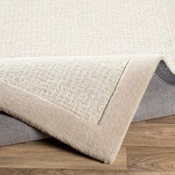 SURYA HAND TUFTED WOOL BORDER RUG: SILVER BIRCH