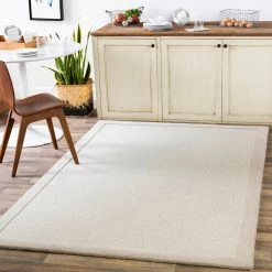 SURYA HAND TUFTED WOOL BORDER RUG: SILVER BIRCH